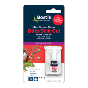 Bostik adhesive super glue blits stick mini 1g crd 4
