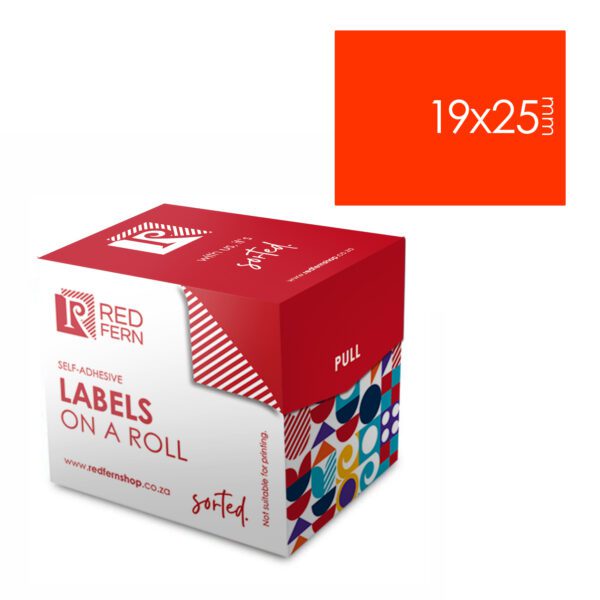 Redfern label colour box 19x25 redfern flu red