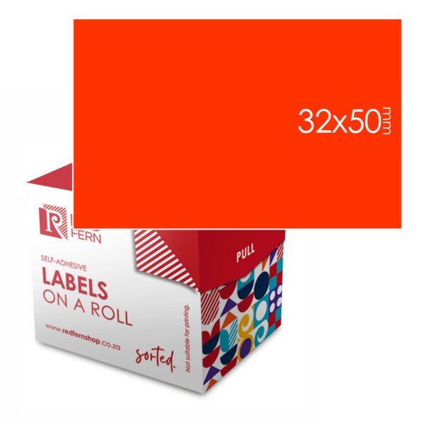 Redfern label colour box 32x50 redfern flu red