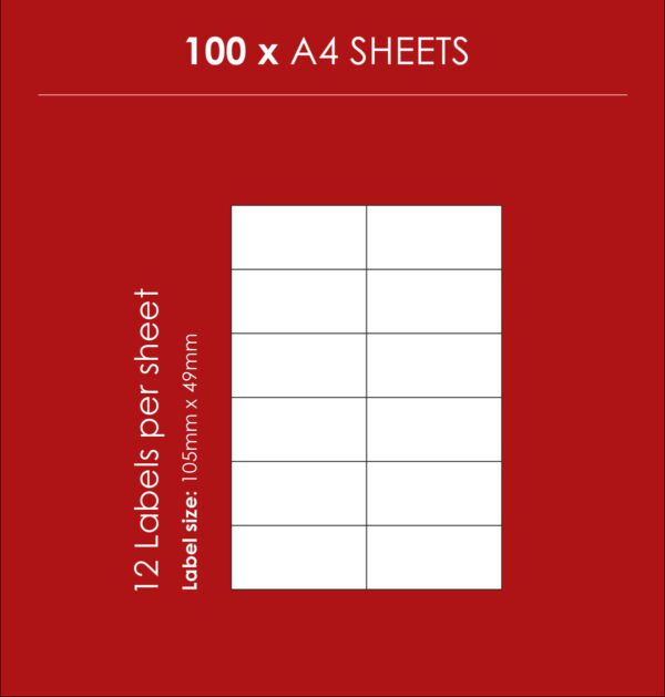 Redfern label laser white 12up 105x49 100's