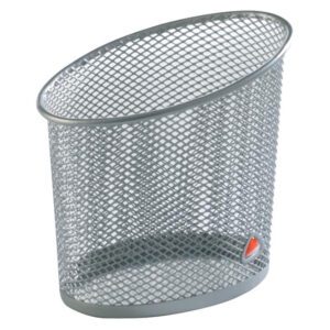 Alba desk tidy mesh pencil cup metallic grey