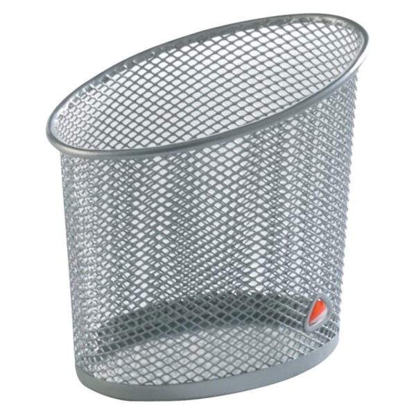 Alba desk tidy mesh pencil cup metallic grey