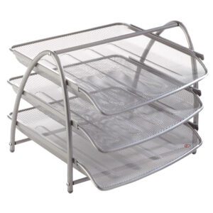 Alba letter tray - set 3 tier alba metallic grey