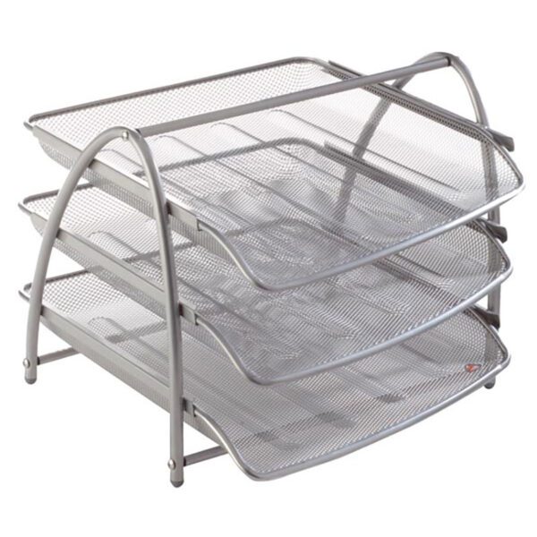 Alba letter tray - set 3 tier alba metallic grey