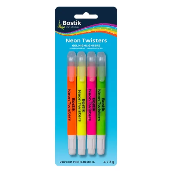 Bostik highlighter gel neon twister asst crd 4