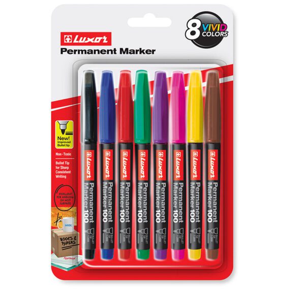 Luxor marker perm bullet f 100 asst crd 8