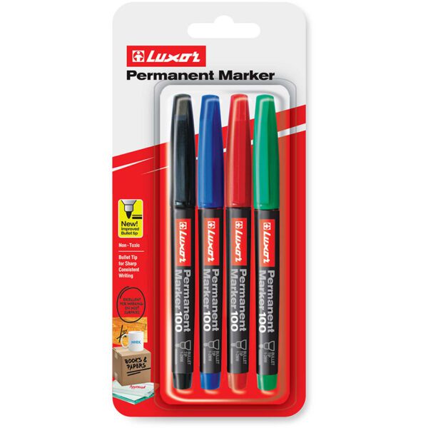 Luxor marker perm bullet f 100 asst wlt 4