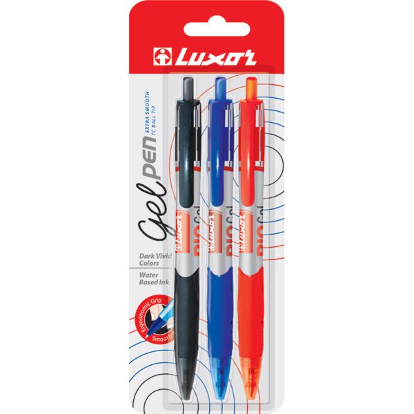 Luxor pen gel bpn retr 0.5 rio asst crd 3