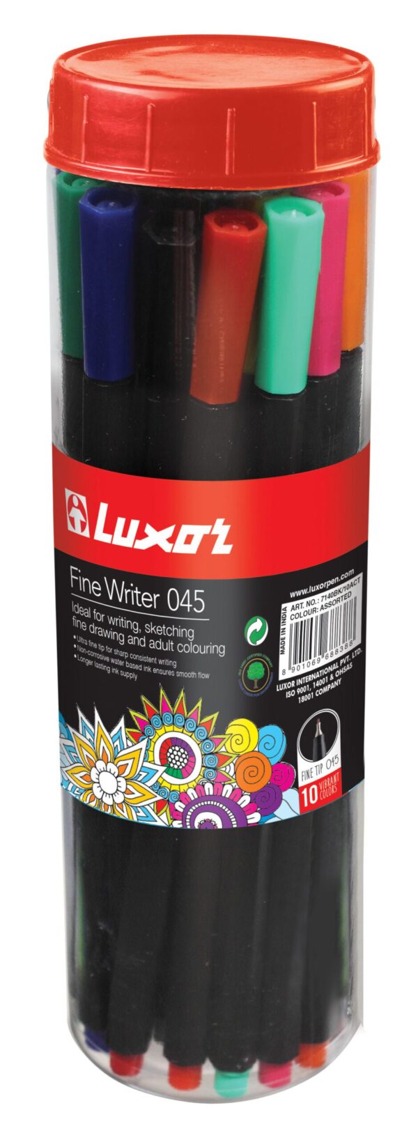 Luxor pen fineliner fine writer asst jar 20