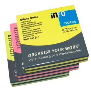 Info notes 75x75 info 80 sht asst bright 6pk