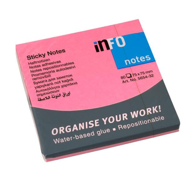 Info notes 75x75 info 80 sht bright pink