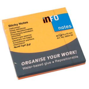 Info notes 75x75 info 80 sht bright orange