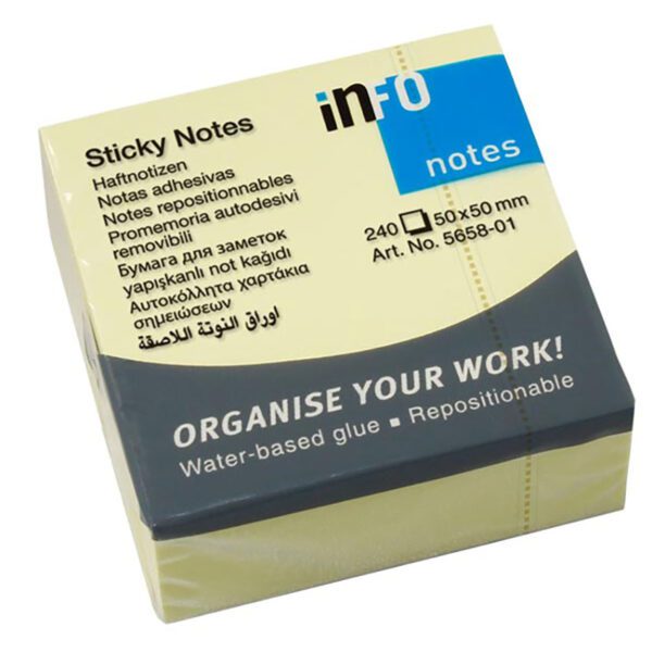 Info notes cube 50x50 info 240 sht yellow