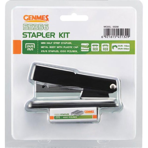 Genmes stapler set mini h/s stapler + 26/6 1000's