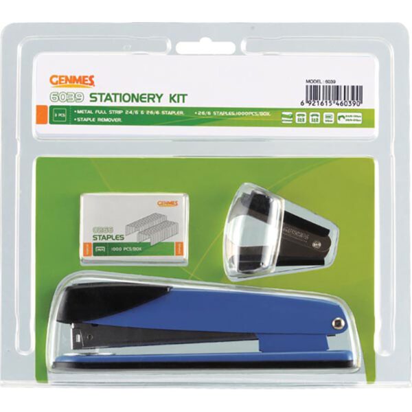 Genmes stapler set f/s stapler + 26/6 1000's + remover