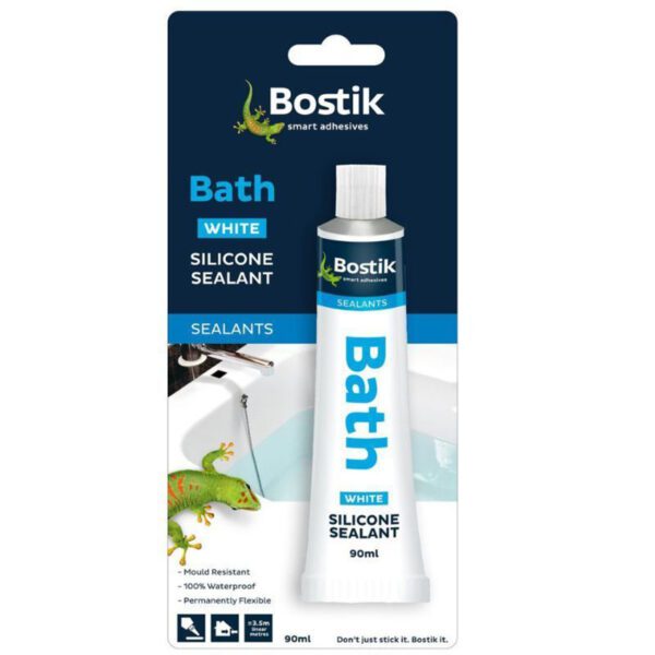 Bostik adhesive silicone sealant bath white 90ml crd