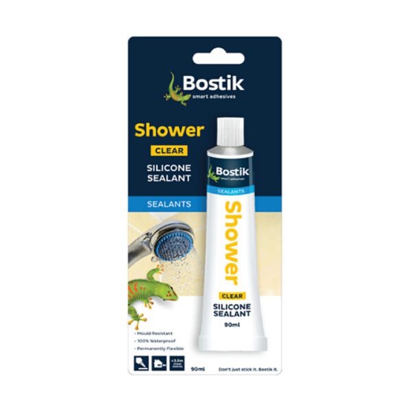 Bostik adhesive silicone sealant shower clear 90ml crd