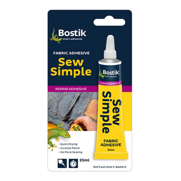 Bostik adhesive repair fabric sew simple 25ml crd