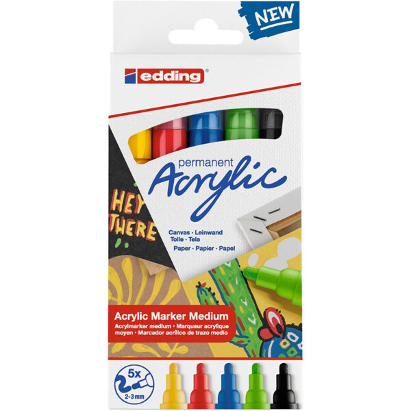 Edding marker acrylic m basic set 5's