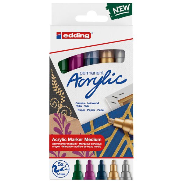 Edding marker acrylic m metallic set 5's