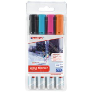 Edding marker specialised glass bullet m black asst wlt 4