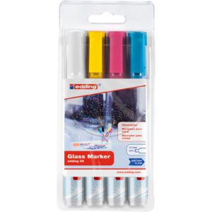 Edding marker specialised glass bullet m white asst wlt 4