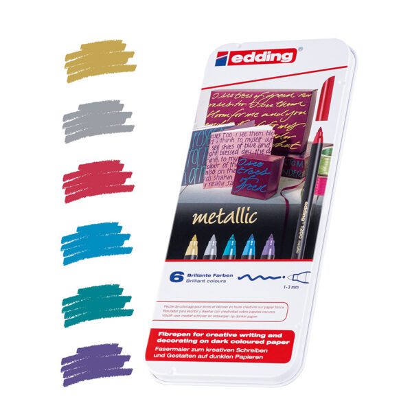 Edding pen fibre f colour pen pastel asst 6's