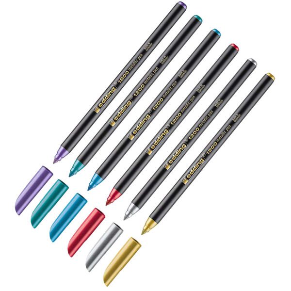 Edding pen fibre f colour pen metallic asst 6's