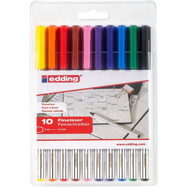 Edding pen fineliner office liner asst wlt 10