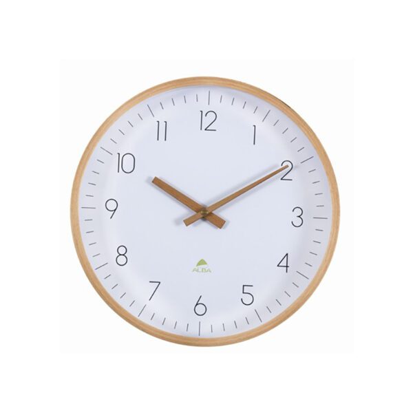 Alba wall clock 30cm on time white wooden frame