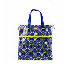 Anna Me bag library book print design turkish blue