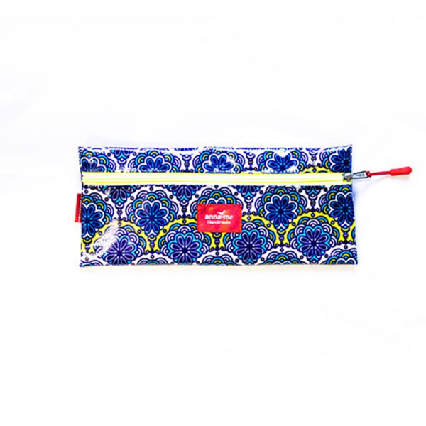Anna Me pencil-bag print design 2 pocket turkish blue