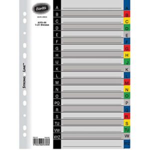 Bantex file index board a4 a-z 20 division asst