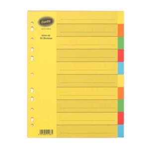Bantex file divider board a4 5 tab bright asst