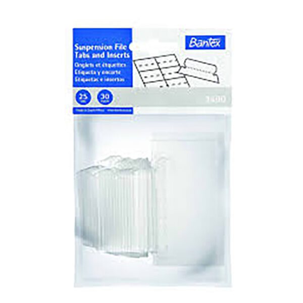 Bantex file suspension tabs & inserts clear 25pk