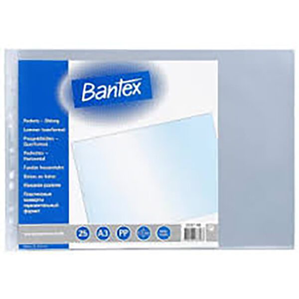 Bantex filing sleeves a3 pp landscape 80mic 10pk