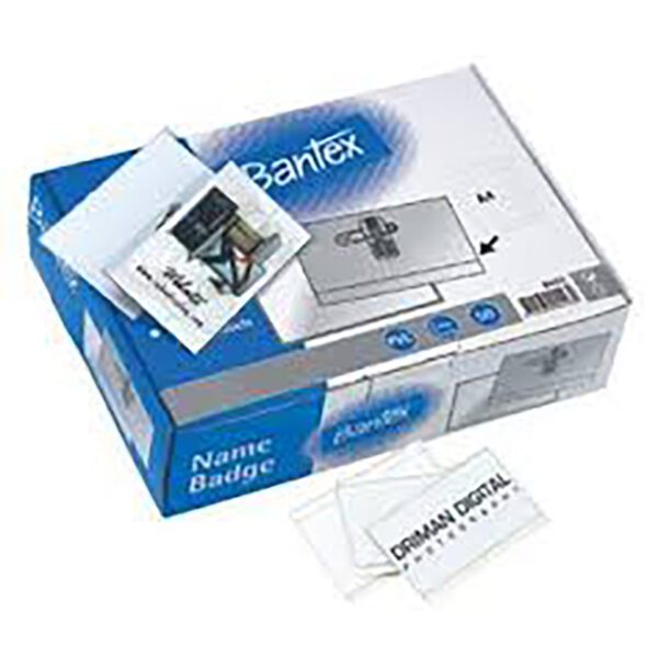 Bantex name badge pin & clip 55x90 50's