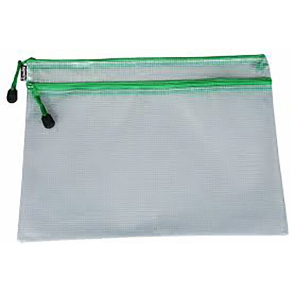 Bantex bag zipper a5 clear mesh reinforced asst