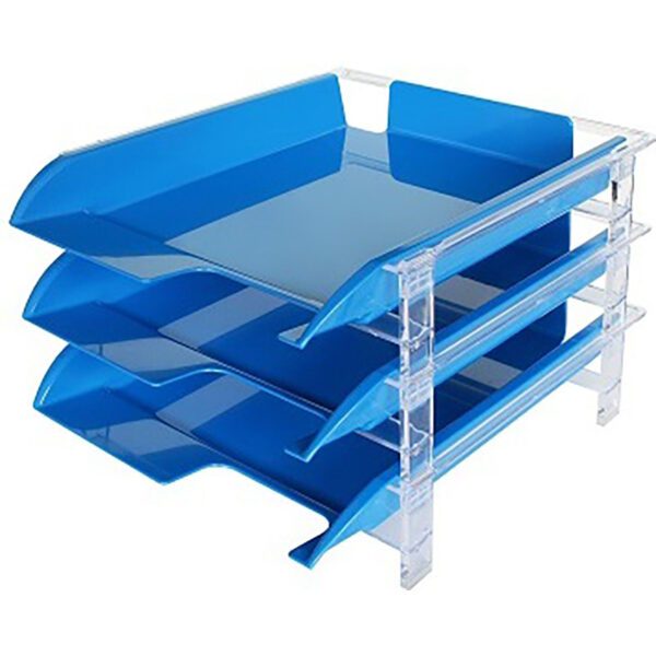 Bantex letter tray - set 3 tier vision blue