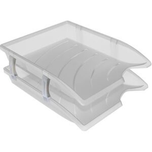 Bantex letter tray - set 2pk + risers optima clear