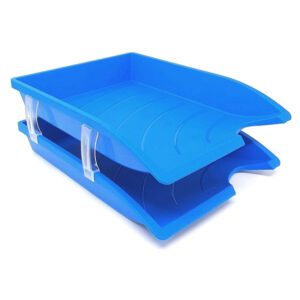Bantex letter tray - set 2pk + risers optima blue