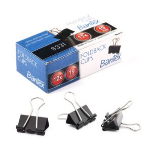 Bantex clips foldback 32mm black 12's