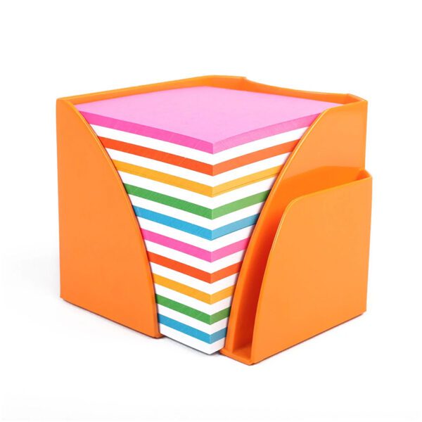 Bantex cube holder with pen compartment orange