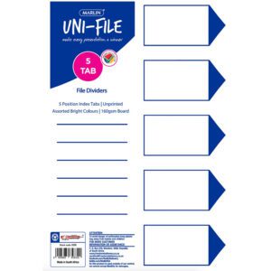 Marlin file divider board a4 10 tab bright asst