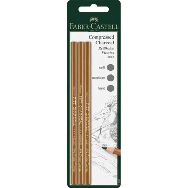 Faber Castell charcoal pencil pitt compressed soft 6pk