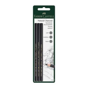 Faber Castell charcoal pencil pitt natural medium 6pk