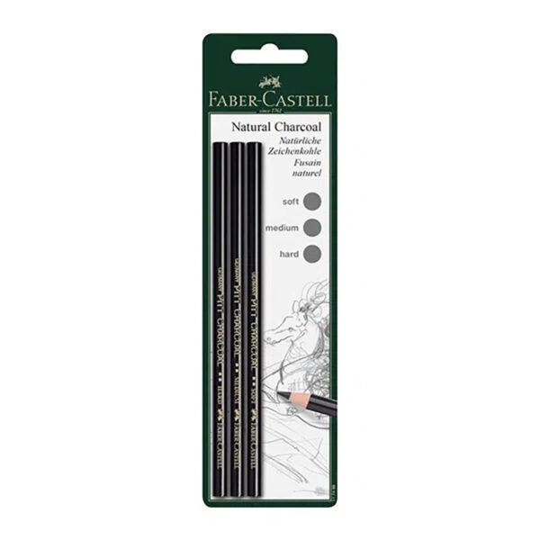 Faber Castell charcoal pencil pitt natural soft 6pk