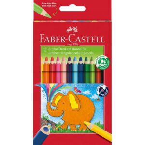 Faber Castell colour pencil jumbo triangular 12's + sharpener