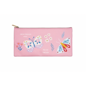 Colour Me PENCIL BAG PU BUTTERFLY PRINT 20CM PINK