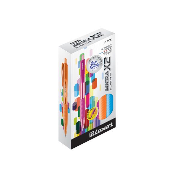 Luxor pen bpn retr f 0.7 micra x2 grip asst wlt 12
